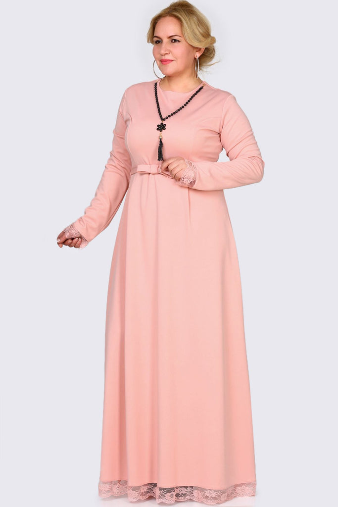 Large Size Zipper Detailed Powder Dress