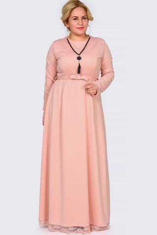 Large Size Zipper Detailed Powder Dress