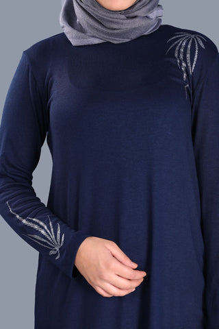 Silvery Tricot Navy Blue Tunic
