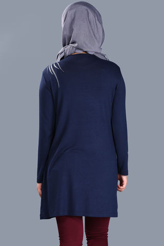 Silvery Tricot Navy Blue Tunic
