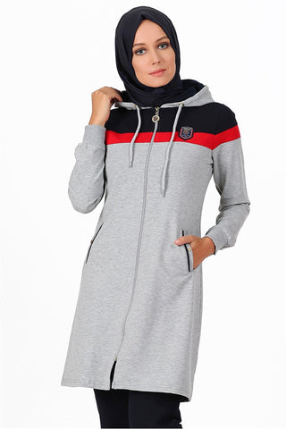 Striped Gray Modest Tunic Set