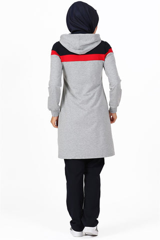 Striped Gray Modest Tunic Set