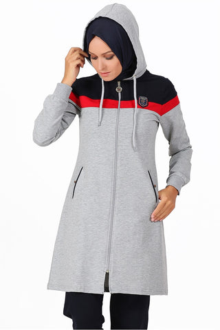 Striped Gray Modest Tunic Set