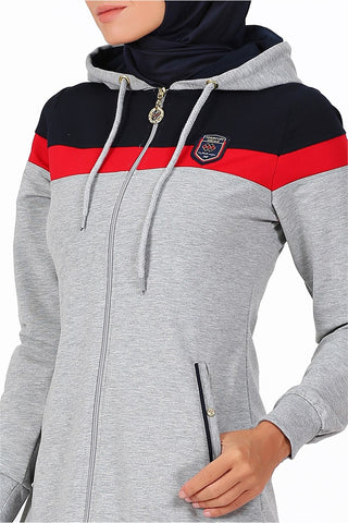 Striped Gray Modest Tunic Set