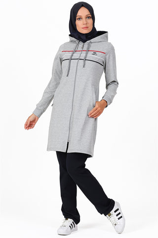 Hooded Striped Grey Veil Tunic