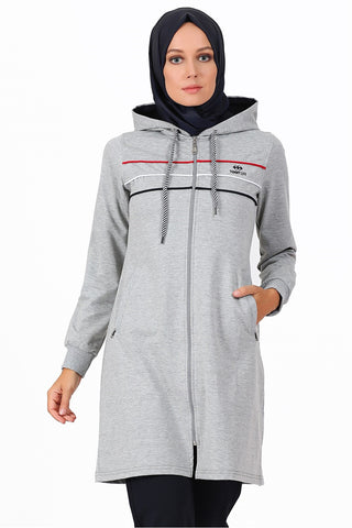 Hooded Striped Grey Veil Tunic