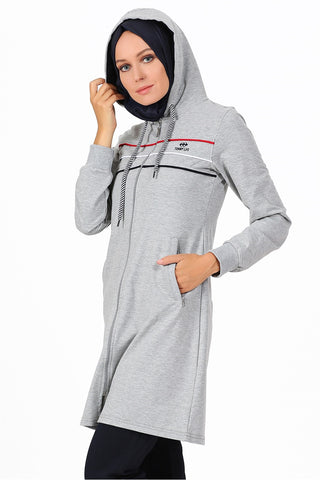 Hooded Striped Grey Veil Tunic