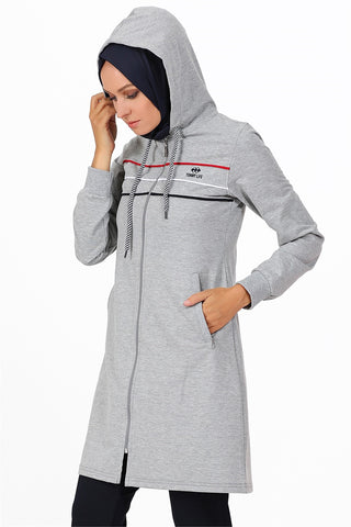 Hooded Striped Grey Veil Tunic