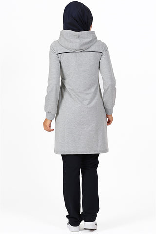Hooded Striped Grey Veil Tunic