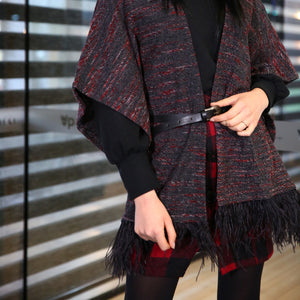 Belted Patterned Poncho