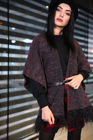 Belted Patterned Poncho