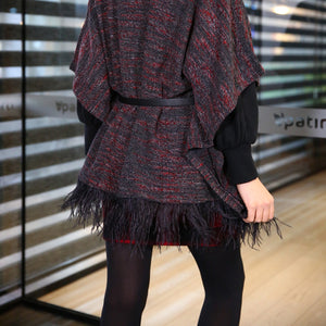 Belted Patterned Poncho