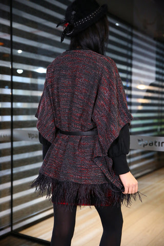 Belted Patterned Poncho