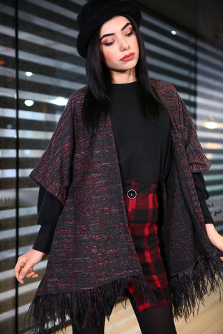 Belted Patterned Poncho