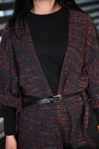 Belted Patterned Poncho