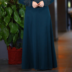 Big Size Patterned Indigo Dress