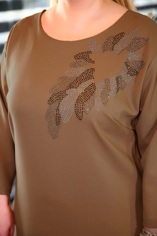 Oversize Gem Embroidered Ginger Dress