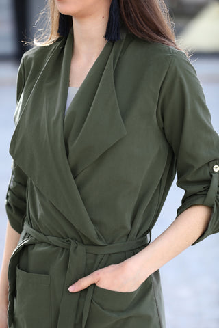 Khaki Long Cardigan