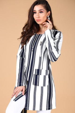 Zipped Detail Patterned Jacket