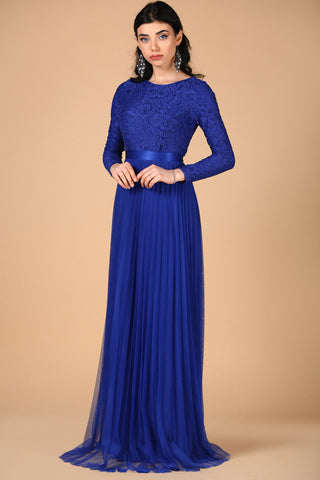 Zipped Saxe Evening Dress