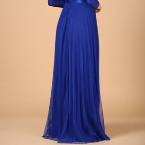 Zipped Saxe Evening Dress