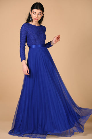 Zipped Saxe Evening Dress
