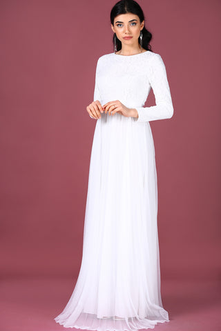 Zipped Ecru Evening Dress
