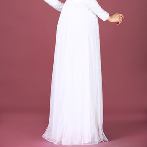 Zipped Ecru Evening Dress