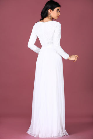 Zipped Ecru Evening Dress