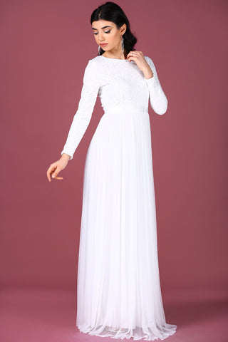 Zipped Ecru Evening Dress