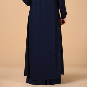 Oversize Double Combined Navy Blue Dress