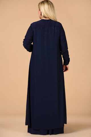 Oversize Double Combined Navy Blue Dress