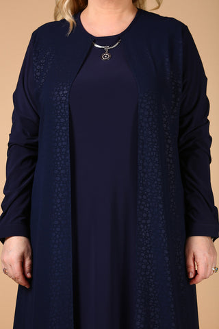 Oversize Double Combined Navy Blue Dress