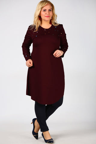 Large Size Claret Red Dress