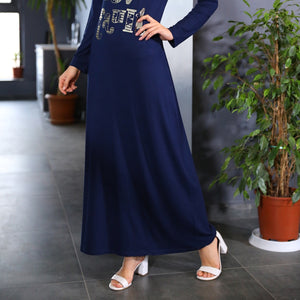 Printed Navy Blue Dress