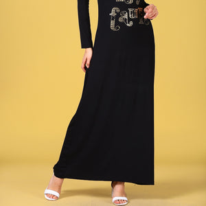 Printed Black Dress