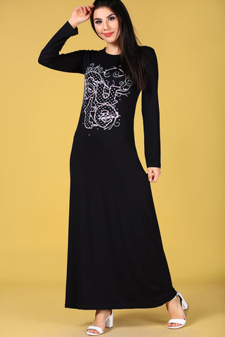 Printed Black Dress