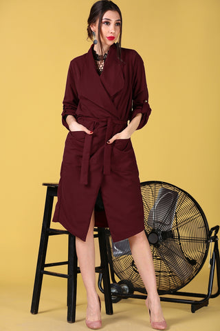 Claret Red Long Cardigan