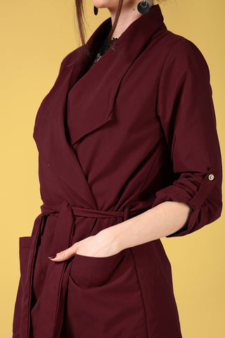 Claret Red Long Cardigan