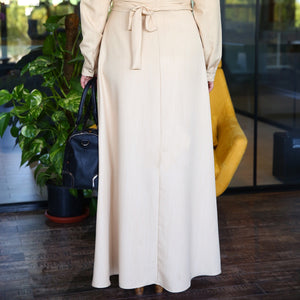 Banded Waist Beige Dress