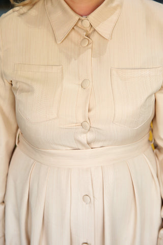 Banded Waist Beige Dress