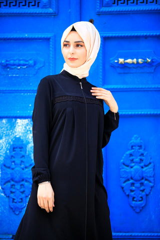 Pleated Black Modest Dress Abaya