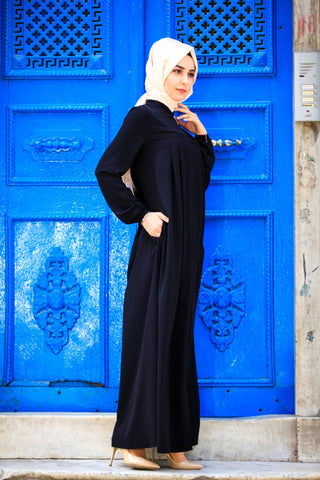 Pleated Black Modest Dress Abaya