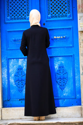 Pleated Black Modest Dress Abaya
