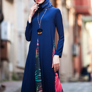 Topped Necklace Navy Blue Dress