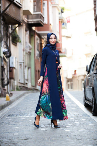 Topped Necklace Navy Blue Dress