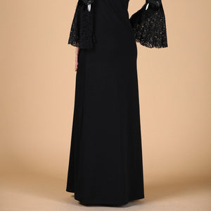 Lace Embroidered Black Dress