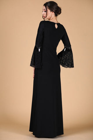 Lace Embroidered Black Dress