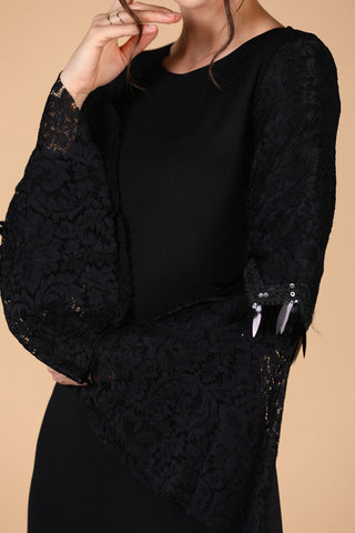 Lace Embroidered Black Dress