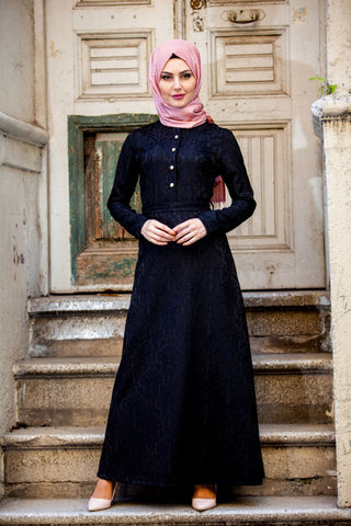 Jacquard Black Dress